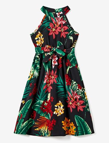 Image of PATPAT Family Hawaiian Matching Outfits - Mommy and Me Vacation Outfits | Halter Sundresses and Button Down Shirts,Caribbean Vacation Summer Tropical Outfits,Hawaiian Boho Tropical Floral Printed