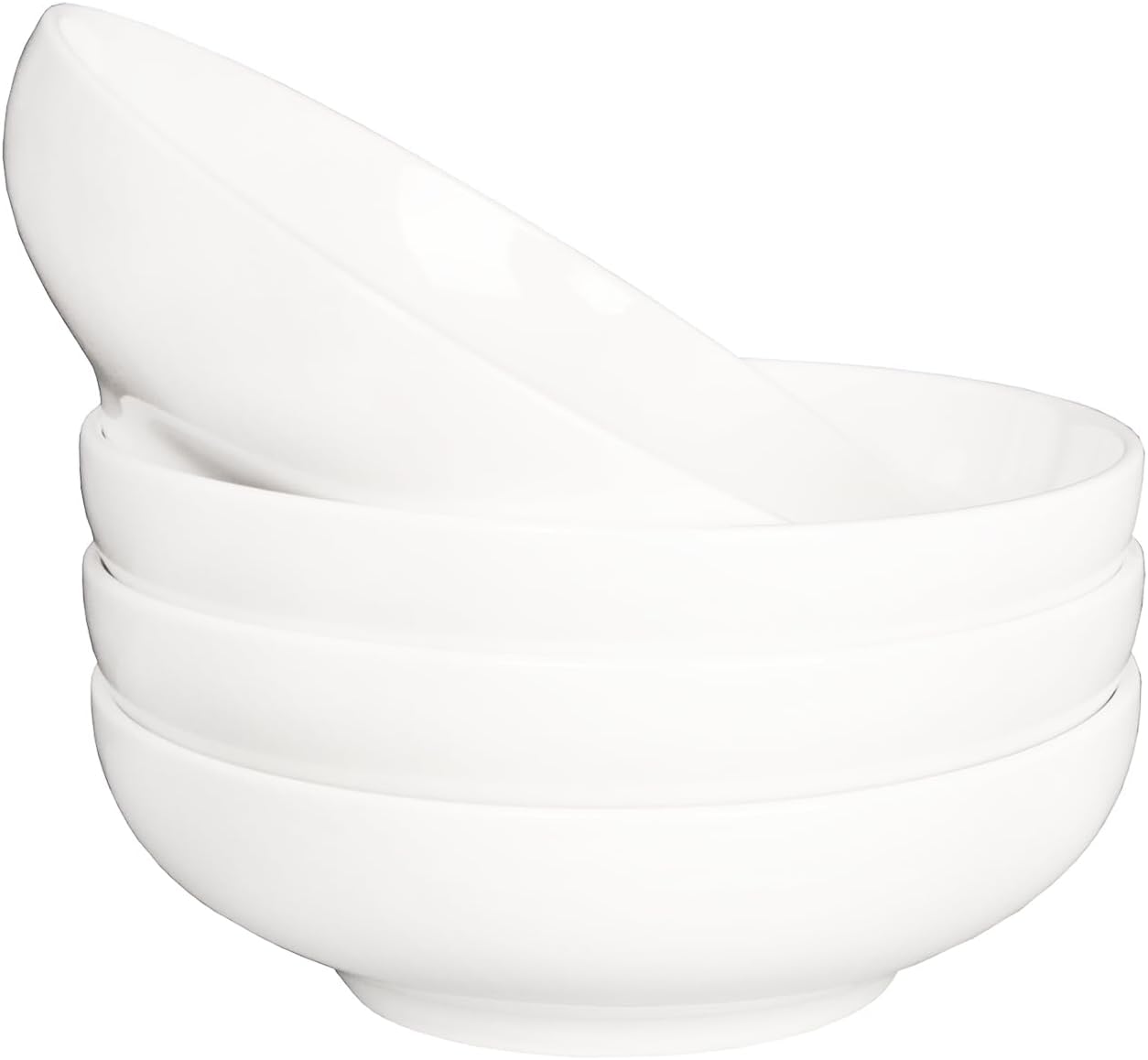 Salad Bowls Pasta Bowls soup bowl 6 Ounces, Porcelain Serving Bowl Set of 4, Wide and Shallow Bowls Set, Microwave and Dishwasher Safe 6 Inch