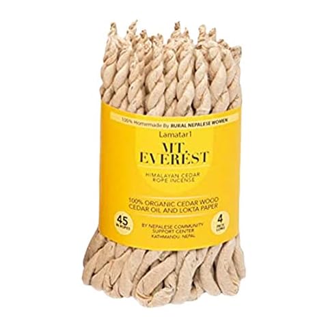Himalayan Region Cedar Rope Incense, from Kathmandu Nepal, Eco-Friendly, Used for Aromatic Ambiance, Healing, Purification, Pure Cedar Wood, Natural & Safe, 45 Ropes in a Bundle Cover