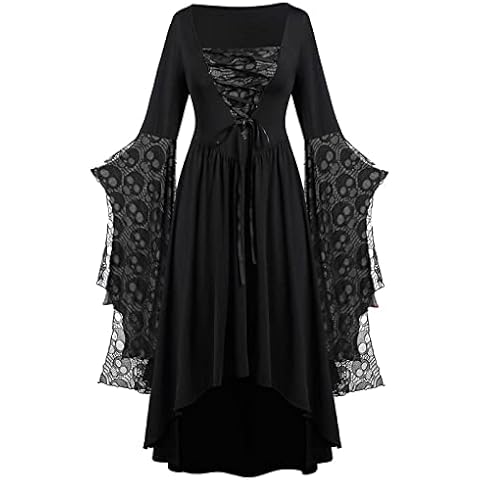 Gothic Lace Print Halloween Dress for Women Cover
