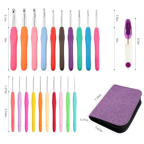 Image of Yarniss 20 Sizes Ergonomic Crochet Hooks Set for Beginner 0.5mm-10mm