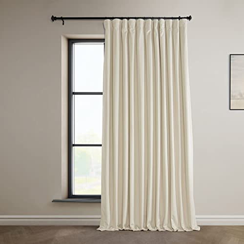Image of HPD Half Price Drapes Signature Plush Extra Wide Velvet Blackout Curtains for Bedroom (1 Panel), 100W X 108L Hotel Black Out Curtains for Living Room, Thermal Insulated Blackout Curtains, Diva Cream