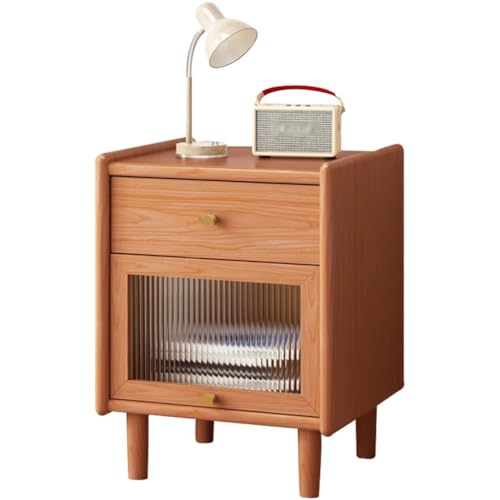 Pratico comodino per camera da letto, armadio in vetro con cassetti, tavolino da cucina ribaltabile, facile da installare (colore ciliegia)