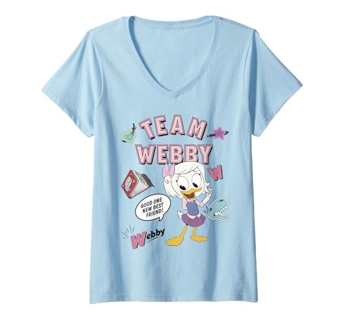 T-shirt col V Disney DuckTales femme Webby t-shirt graphisme rétro