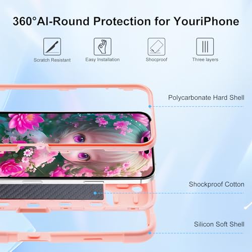 Image of MARKILL Compatible with iPhone Case with Ring Stand, Military Grade Drop Protection Full Body Rugged Heavy Duty Protective Durable Cover iPhone. (Pink, iPhone 16 Pro 6.3 inch)