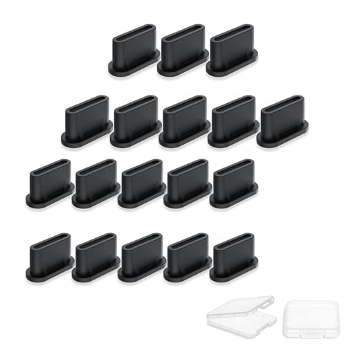 tiyiyok 18 Piezas Tapones Antipolvo Tipo C, Antipolvo de Silicona USB C, Cubierta de Puerto USB C con Caja de Almacenamiento, para Smartphone, Tablet, Otros Dispositivos Tipo-C