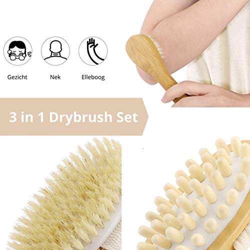 DryBrushing Doucheset |3 in 1 Borstels | Houten Drybrush Badset met Badborstel Lichaam Borstel en Gezichtsreiniger… - Image 4