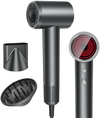High-Speed Hair Dryer, 150000RPM Brushless Motor for Ultra-Fast Drying, 500M Ionic Negative Blow Dryer for Frizz Reduce, Low Noise Hair Blow Dryer with Magnetic Diffuser for Home Travel Salon