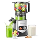 TechRise 3-in-1 Cold Press Juicer with 6' Wide Feed Chute, Slow Masticating Juicer Machine for Whole Fruits & Vegetables, Makes Juice, Fruit Sorbet & Nut Milk, Easy to Clean, BPA-Free, Space Silver