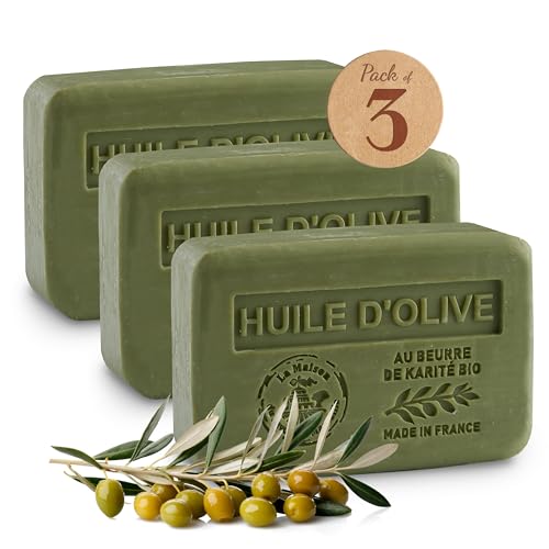 La Maison du Savon de Marseille Lily Of The Valley Soap Bars 3xPack – Enriched With Organic Shea Butter - 97% Natural Ingredients - Traditionally Made - French Milled in Provence - Gentle For Skin – 3x8.8 oz - La Maison Du Savon