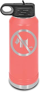 No Dogs Allowed Laser Engraved Water Bottle Customizable Polar Camel Stainless Steel with Straw - pets animals v1 Coral 32 oz
