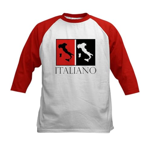 CafePress Italiano: Red Black Baseball Jersey Kids Cotton Baseball Jersey, 3/4 Raglan Sleeve Shirt