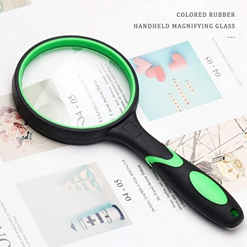Magnifying Glass, 10X Handheld Reading Magnifier 75mm Magnifying Lens with Non-Slip Soft Rubber Handle Shatterproof Magnifying Mirror for Reading Repair Observation