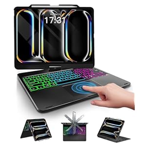 NOKBABO Funda con teclado Trackpad para iPad Pro de 13 pulgadas (M5/M4, 2025/2024), iPad Air de 13 pulgadas (M3/M2) y iPad Pro 12.9 6ª/5ª/4ª/3ª, rotación de 360°, retroiluminación arcoíris, soporte