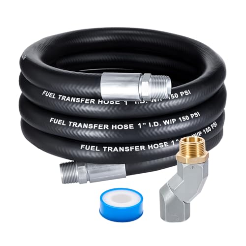 EVIL ENERGY 1 Fuel Transfer Hose Kit 12FT Farm Fuel Hose With 1PC 1 NPT Transfer Swivel for Dispensing Diesel Gasoline Kerosene Biodiesel