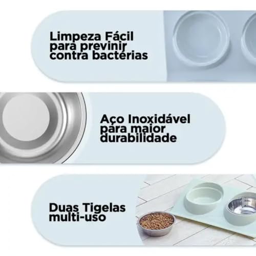 Comedouro Duplo para Gatos e Cães Pequenos Design Confortável para Pets Alívio para Articulações e E