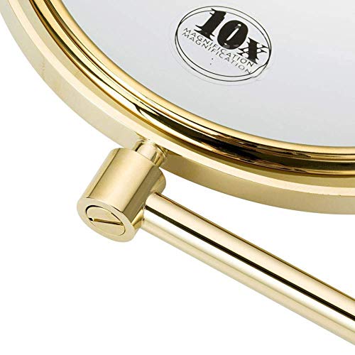 Miroir de maquillage mural extensible 8 pouces or avec double face rotative - 3