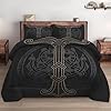 Pamnest Comforter Set Full Size, Tree Viking Norse Soft 3 Pcs Bedding for Kids and Adults, Dragon Medieval Gothic Comforter Set with 2 Pillowcases, for Bedroom Bed Decor #2
