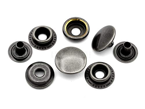 CRAFTMEMORE 50 Sets Gun Metal Black Snap Fasteners Ring-Socket Press Studs for Jacket Bag Canvas Closures #201 VT47 (12mm (0.47