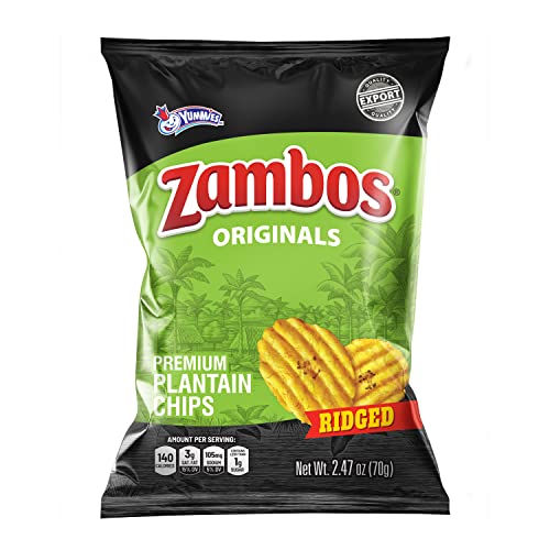 Zambos Plantain Chips Original, Crunchy Ridged Cut Premium Plantain Chips,