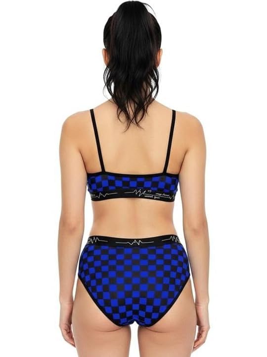 Image of ELEG & STILANCE Women Printed Bralette Bra Panty Set | Soft Stretch Wirefree Lingerie Combo | Adjustable Straps Everyday Comfort Innerwear
