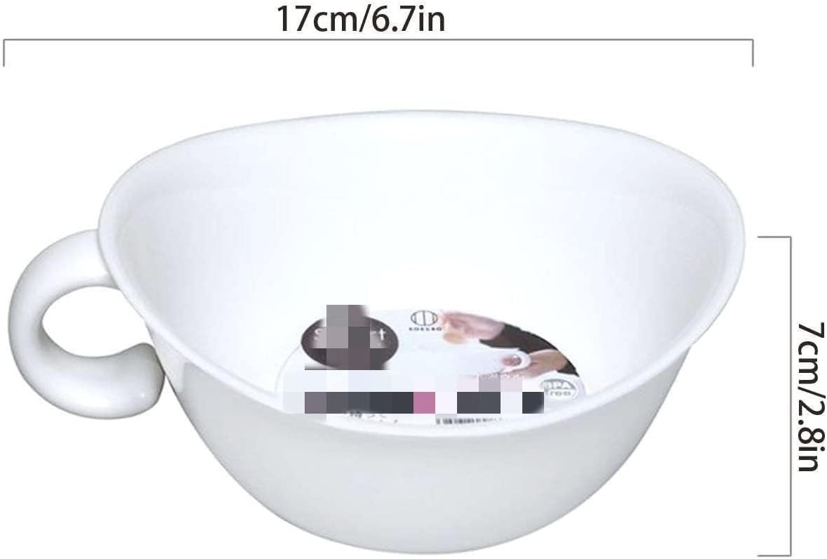 Salad Bowl,Serving Bowls,Soup Bowl,/Solid Color Plastic Bowls, Mixing Bowl with Handle, Bowls for Kitchen, Salad, Vegetables-White-17x7cm (Color : White, Size : 17x7cm)