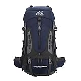 Mochila Cargueira de Trilha Trekking 60L Múltiplos Compartimentos Sistema de Ventilação Ideal para Camping Montanhismo Viagem Esportes Impermeavel (Azul Marinho)