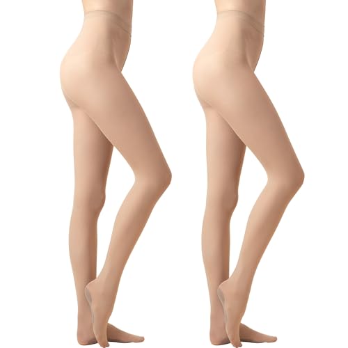 2 Pairs Women's Sheer Opaque Tights, 480D Soft Nylon Regular Multicolour Control Top Velvet Pantyhose