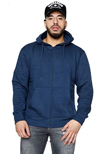 Sweat à capuche zippé uni en polaire pour homme Tailles S à 5XL, bleu marine, XL Cover