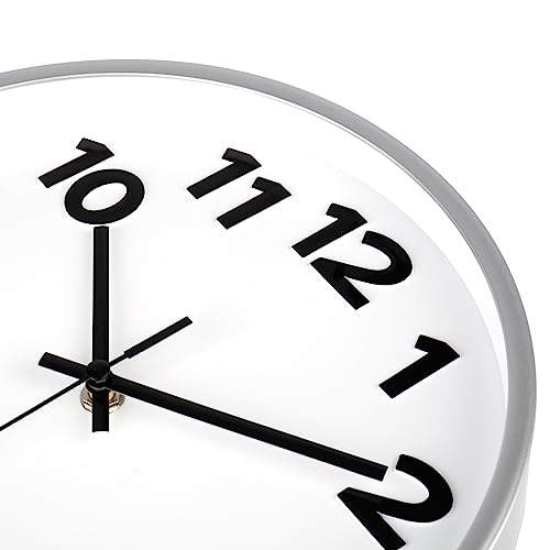 Silver Wall Clock 10" Modern - Battery Operated Quality Quartz Non-Ticking Silent Wall Clocks For Office Home Decor #TOP3