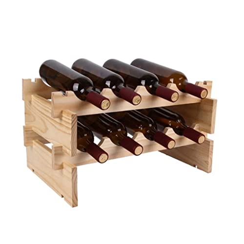 Soporte de botellas de vino de madera natural 2 niveles miniatura 1
