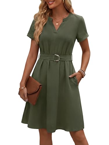 FENSACE Church Dresses for Women 2026 Shirt Short Sleeve Knee