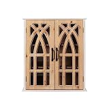 Haigopa Double Door Vintage Cabinet Wall Mounted, Rustic Wood Wall Storage Hanging Cabinet Glass Ins