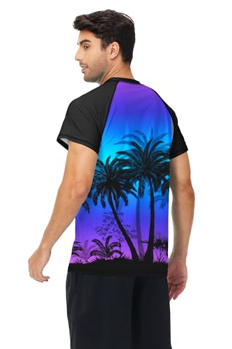 Image of AOBUTE Mens Swim Shirts Short Sleeve UPF 50+ Sun Shirt Quick Dry Rash Guard Fishing Swimming Shirt