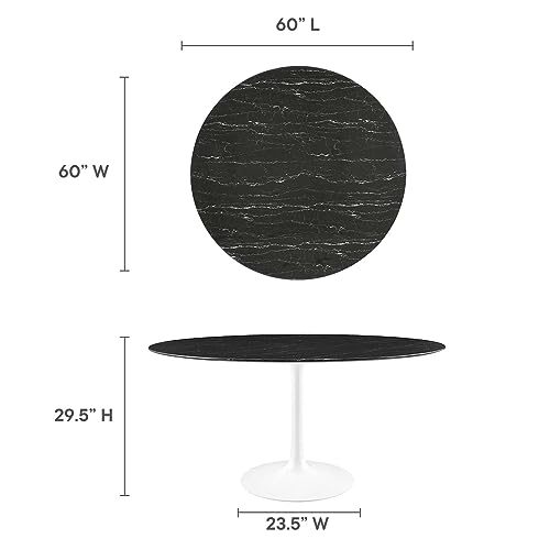 Image of Modway Lippa Dining Table, 60 inch, White Black
