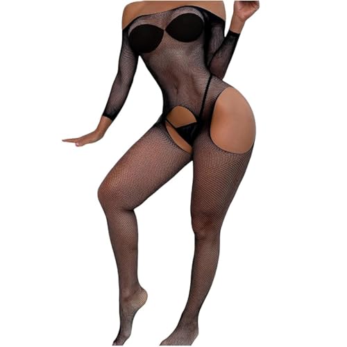 Nachtwäsche nylon transparent avec maille fine stretch et manches longues confortables