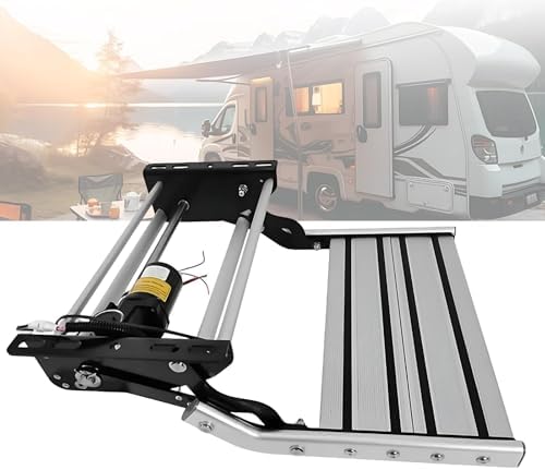 Smart Electric RV Steps - Auto Fold 12V, 80W, 200KG Capacity, LED Lights, Anti-Slip Aluminum Platform, Double Layer Design for Class RVs - Durable & Safe Access Solution