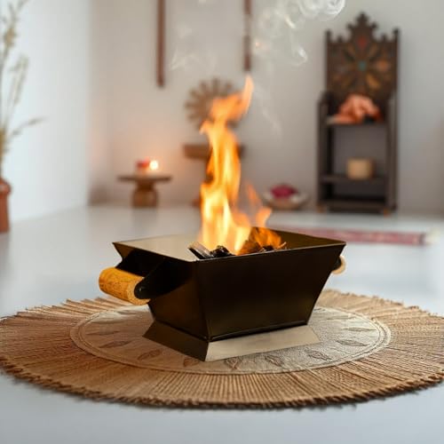 Image of PrettyKrafts Hawan Kund for Home | Metal Havan Kund for Home | 9 Inch Black Hawan Kund for Home | Traditional Havan Kund | Big Size Hawan Kund for Puja, Yagyas, Vastu Shanti, Grah Pravesh & Weddings