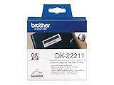 Brother DK-22211 Endlosetiketten Film (29 mm breit, 15,24 m lang, für QL-Etikettendrucker) schwarz auf weiß