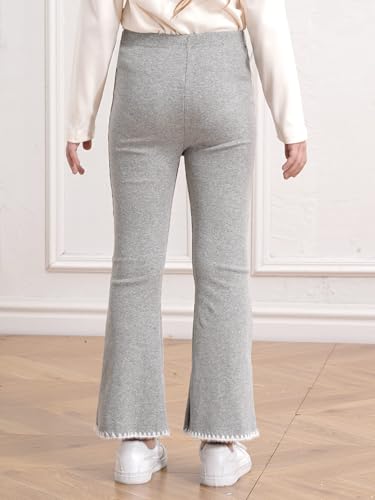 Girls Toddlers Ribbed Flared Leggings Kids Elastic Waist Ruffle Bell Bottoms Bowknots Cotton Yoga Pants4