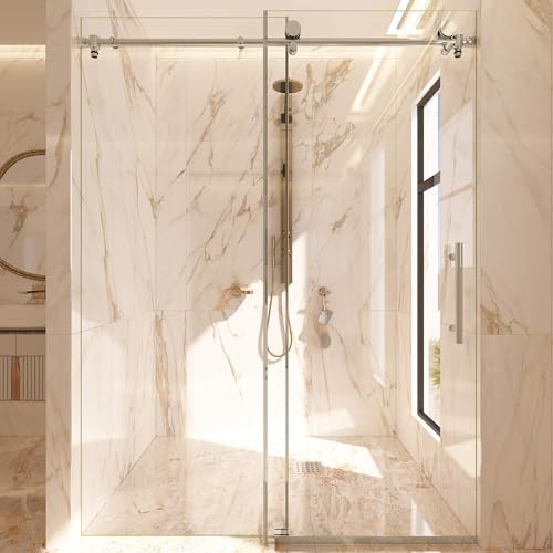Murano Lux 56-60 inch W x 72 inch H Frameless Sliding Shower Door, Bathroom Glass Door 3/8' (9.5mm...