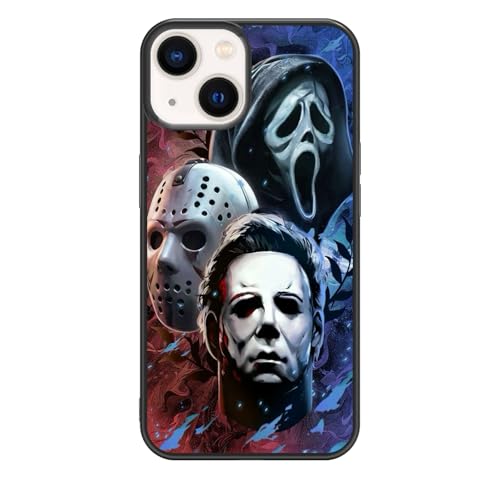 qizjio Horror Phone Case Shockproof Protective Scary Movie Scream Phone Case for iPhone 15 Ghost Face Pattern Case