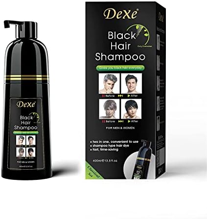 Dexe Hair Dye Shampoo 14.1 Fl Oz, Gray Hair Coverage, Black Hair Dye, Hair Color Shampoo, Black Hair Shampoo for Men & Women