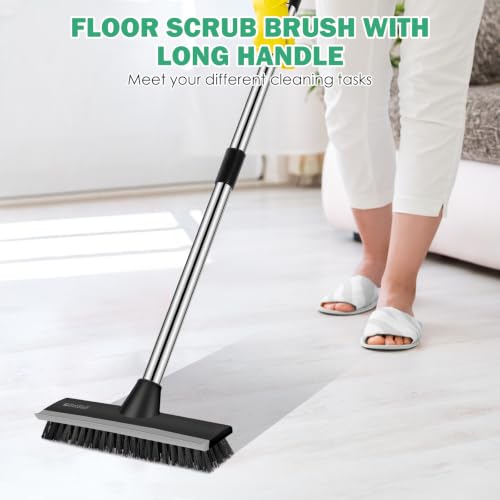 Image of SetSail Floor Scrub Brush, 51-Inch Adjustable Long Handle Brush, Black Grey