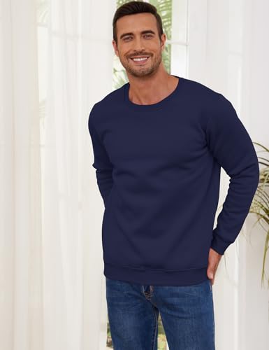 Gihuo Men's Crewneck Sweatshirt Winter Warm Sherpa Lined Pullover Fleece Top Sweatshirt3