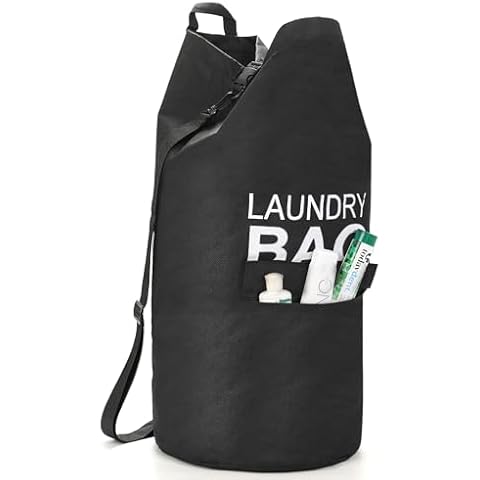 Wooha Backpack Laundry Bag,71L Shoulder Laundry Bag With safety clips，Convenient Foldable Laundry Bag For colleges, camping, laundromats, apartments(Black) Cover