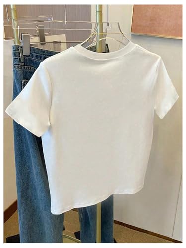 Image of SHENHE Girl's Graphic Bow Tshirt Crew Neck Short Sleeve Camo Print Loose Fit Tee Top