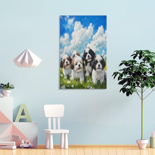 Affiche pékinois tableau sur toile pour décoration murale maison