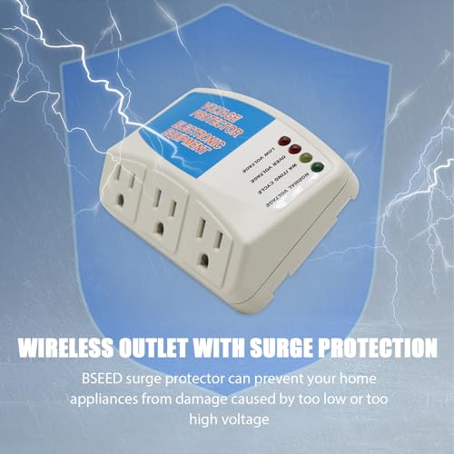 Bseed BX-V008USFBA Surge Protector Power Strip Home Appliance, 3 Outlet Power Surge Protector, Voltage Protector Brownout Surge Refrigerator 1440 Watts thumb #2