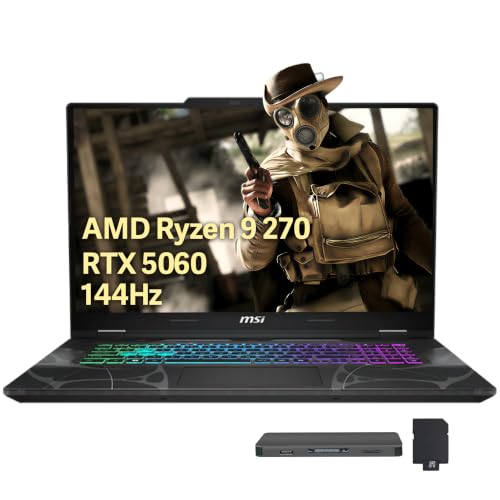 Image of msi Cyborg A15 AI 15.6 inch FHD 144Hz Gaming Laptop, AMD Ryzen 9 270, NVIDIA GeForce RTX 5060, 16GB DDR5, 2TB Storage(1TB SSD+1TB Docking Station Set), 4-Zone RGB Keyboard, Wi-Fi 6E, Windows 11, Black